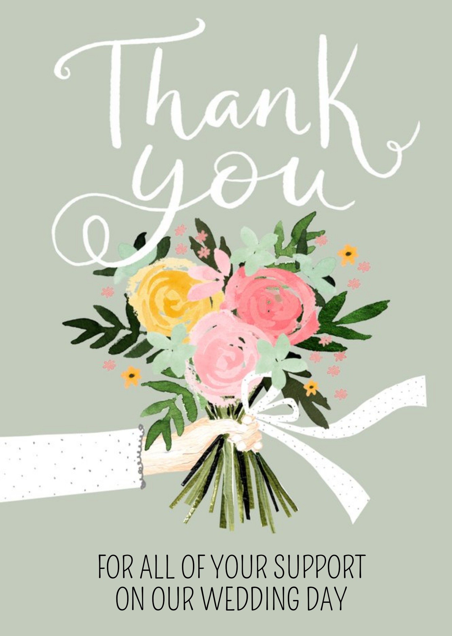 Okey Dokey Design Illustration Of A Bouquet Of Flowers Thank You Wedding Day Card