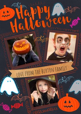 Illustrations Of Halloween Icons Happy Halloween Photo Upload Card