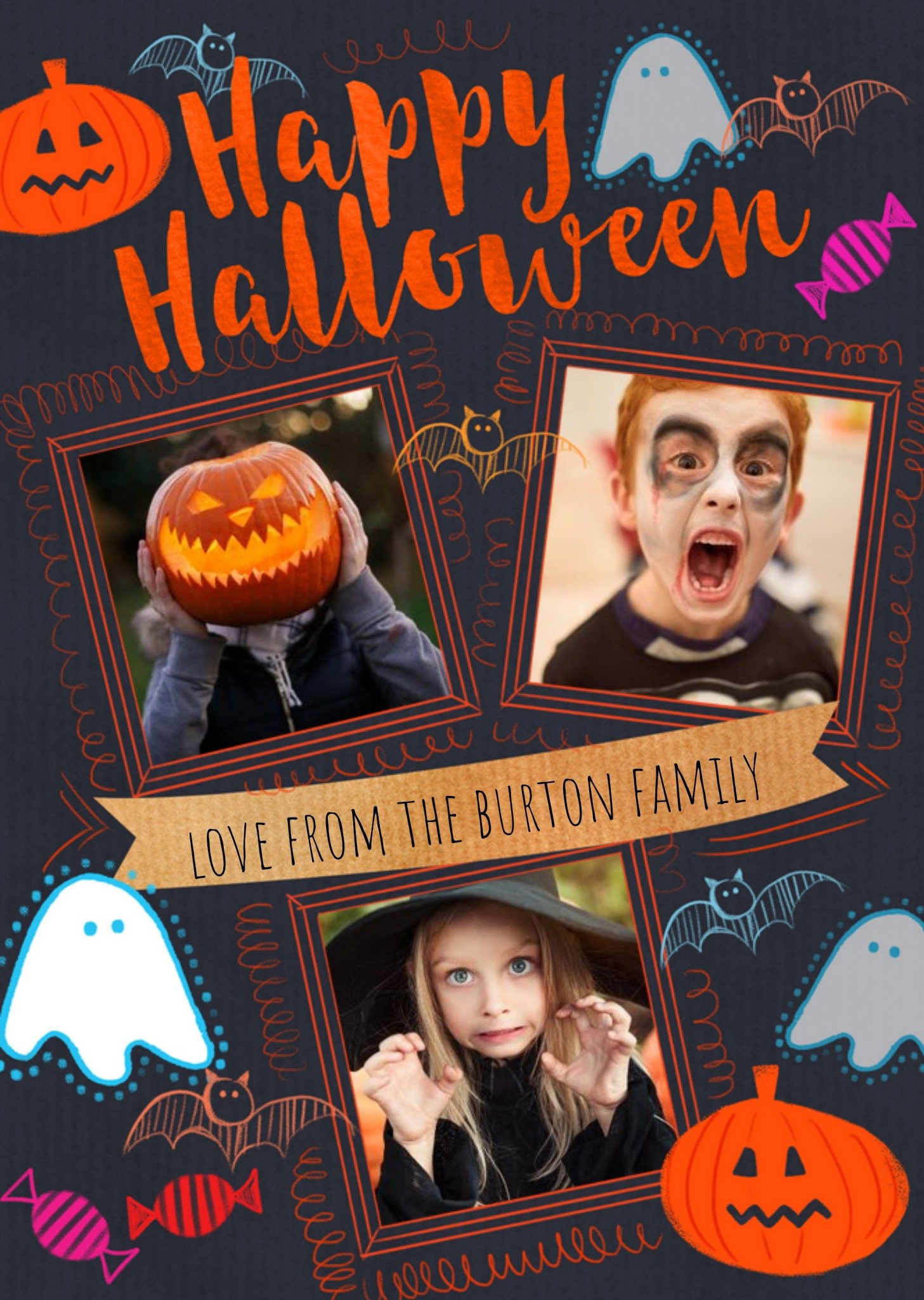 Moonpig Illustrations Of Halloween Icons Happy Halloween Photo Upload Card, Large