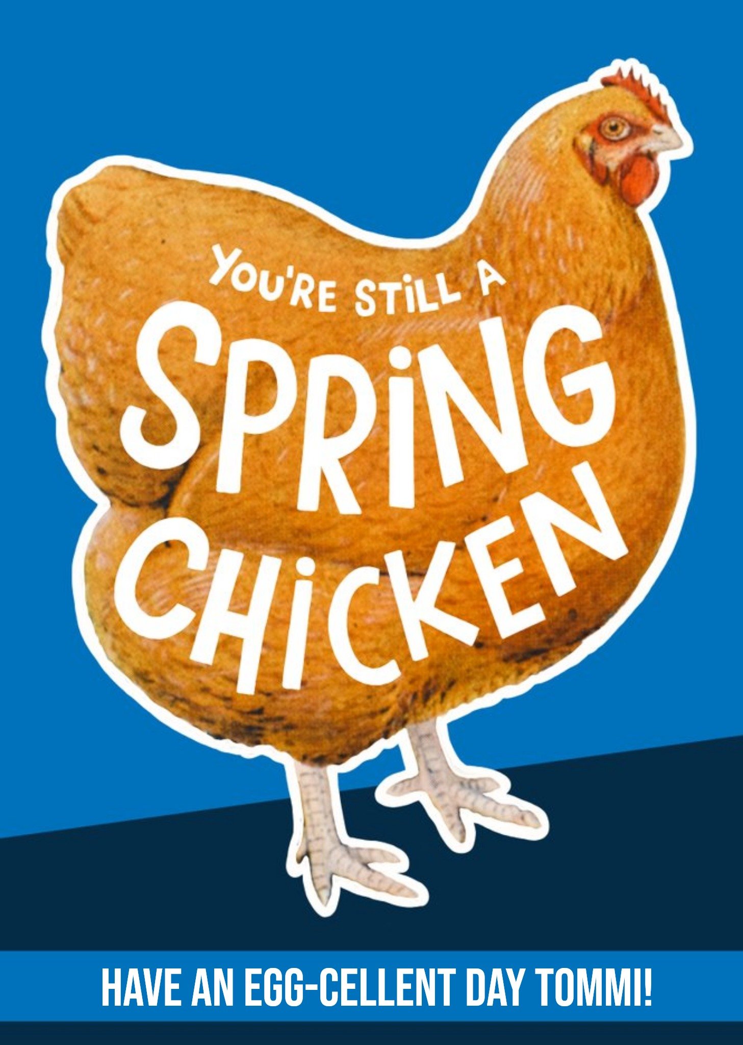 Moonpig Funny Spring Chicken Personalised Friend Birthday Card Ecard
