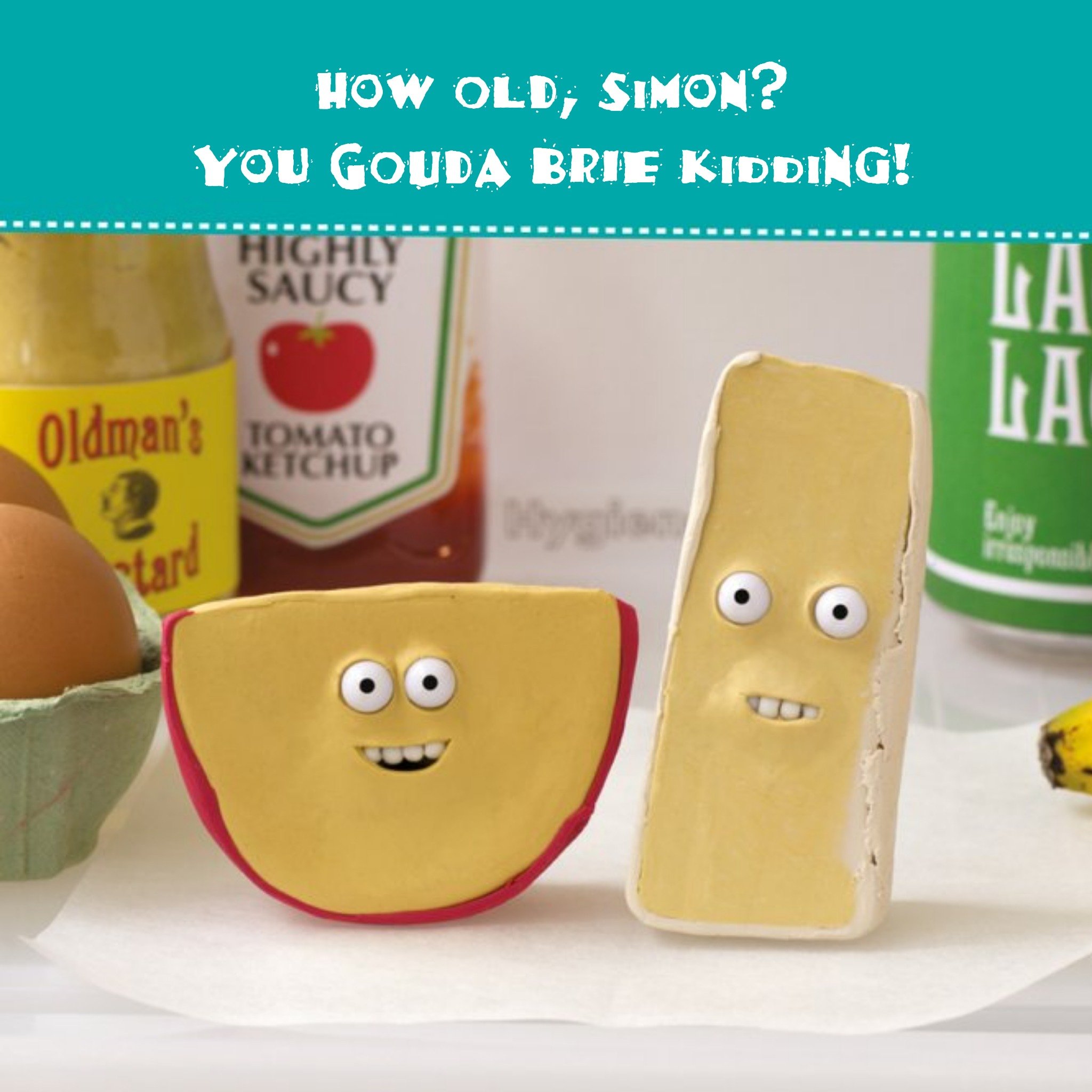 You Gouda Brie Kidding Cheese Pun Personalised Birthday Card, Square