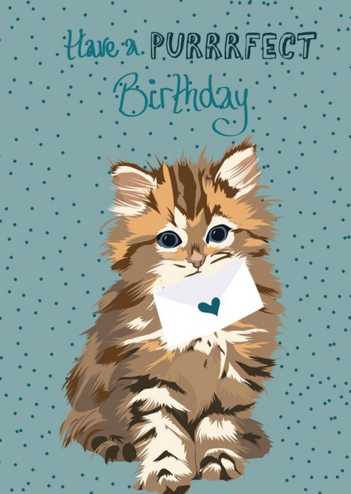 Illustrated Kitten Have A Purrrfect Birthday Card