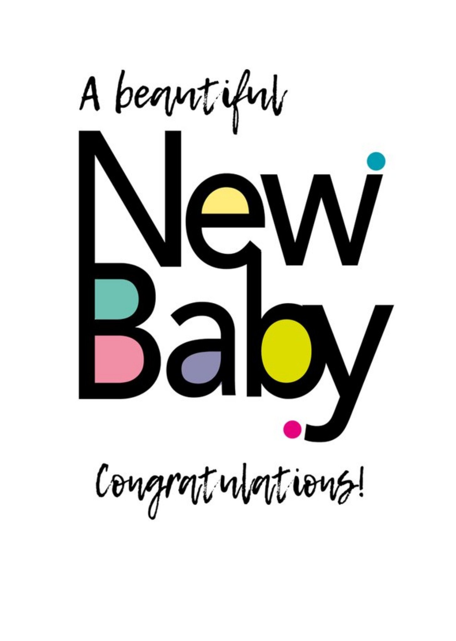 Moonpig Modern Typographic A Beautiful New Baby Congratulations New Baby Card, Large