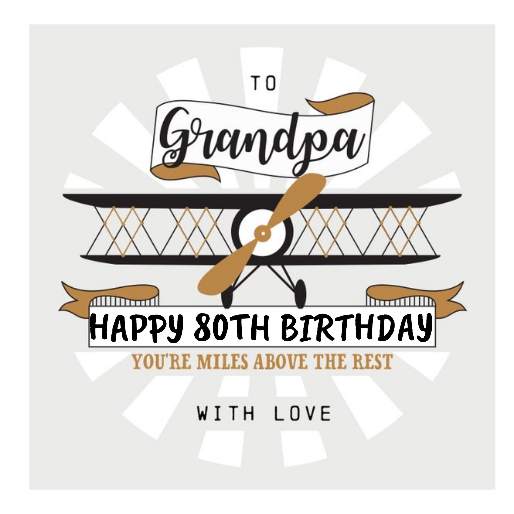Moonpig Ling Design Illustrated Milestone 80th Birthday Grandpa Card, Large