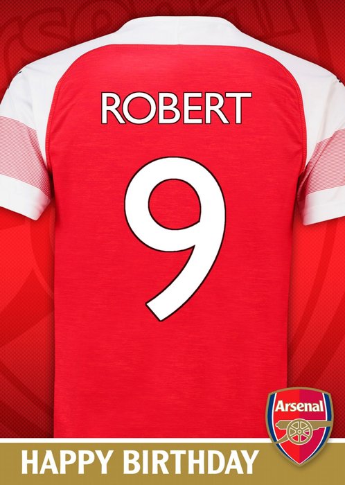 Arsenal FC Birthday Card - Name and number on jersey