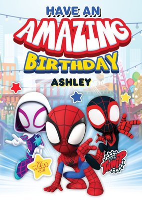 Spider Man And Amazing Friends Amazing Birthday Card
