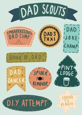 Dad Scouts Funny Illustrated Father's Day Card