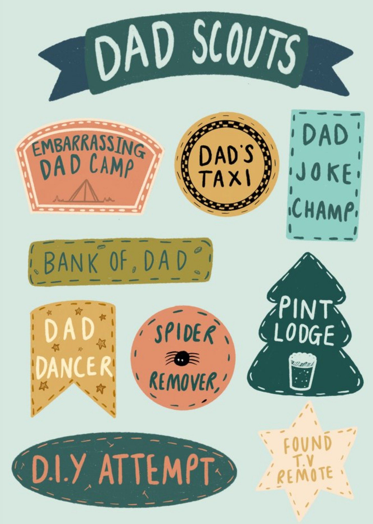 Dad Scouts Funny Illustrated Father's Day Card Ecard