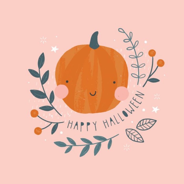 Hello Acorn Cute Pumpkin Halloween Card