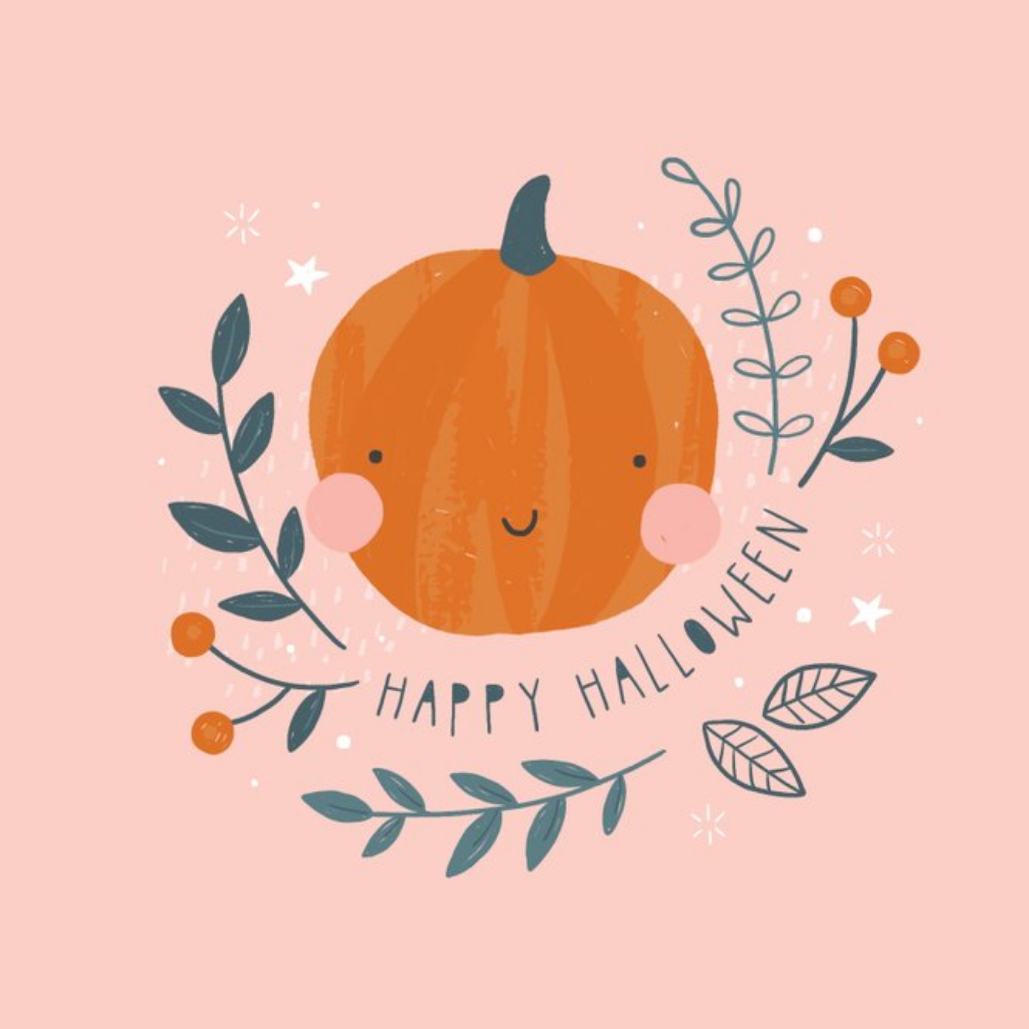 Moonpig Hello Acorn Cute Pumpkin Halloween Card, Square