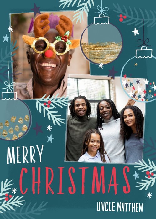 Merry ChristmasUncle Photo Upload Christmas Card