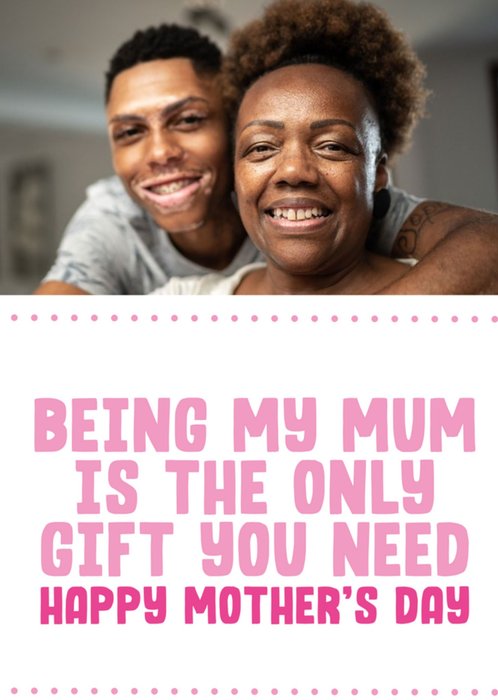 Pink Typography On A White Background Mother's Day Photo Upload Card