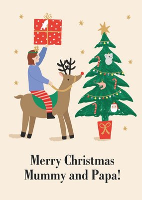 Merry Christmas Mummy and Papa Australian Christmas Tree Card