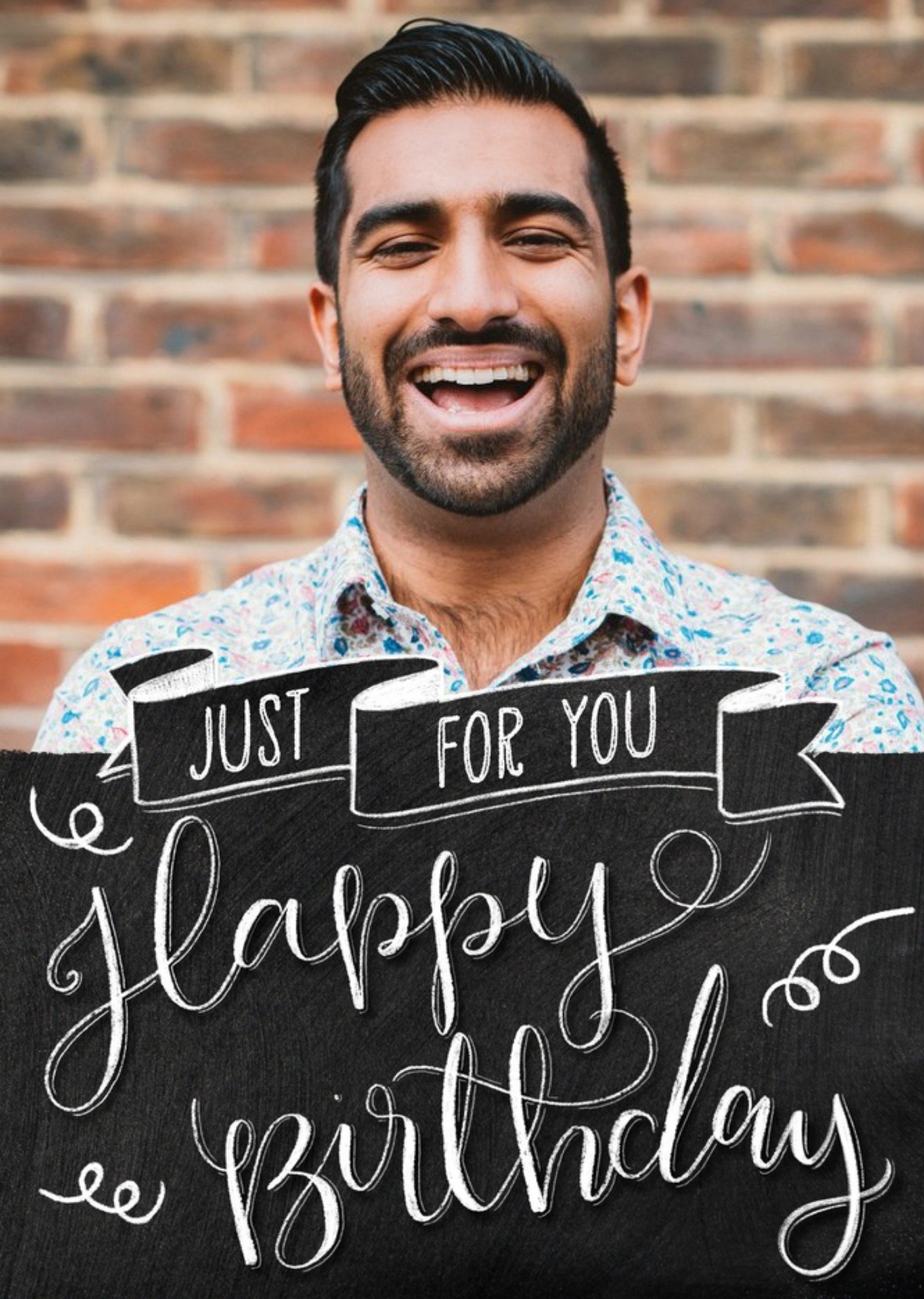 Chalkboard Just For You Happy Birthday Photo Upload Card Ecard