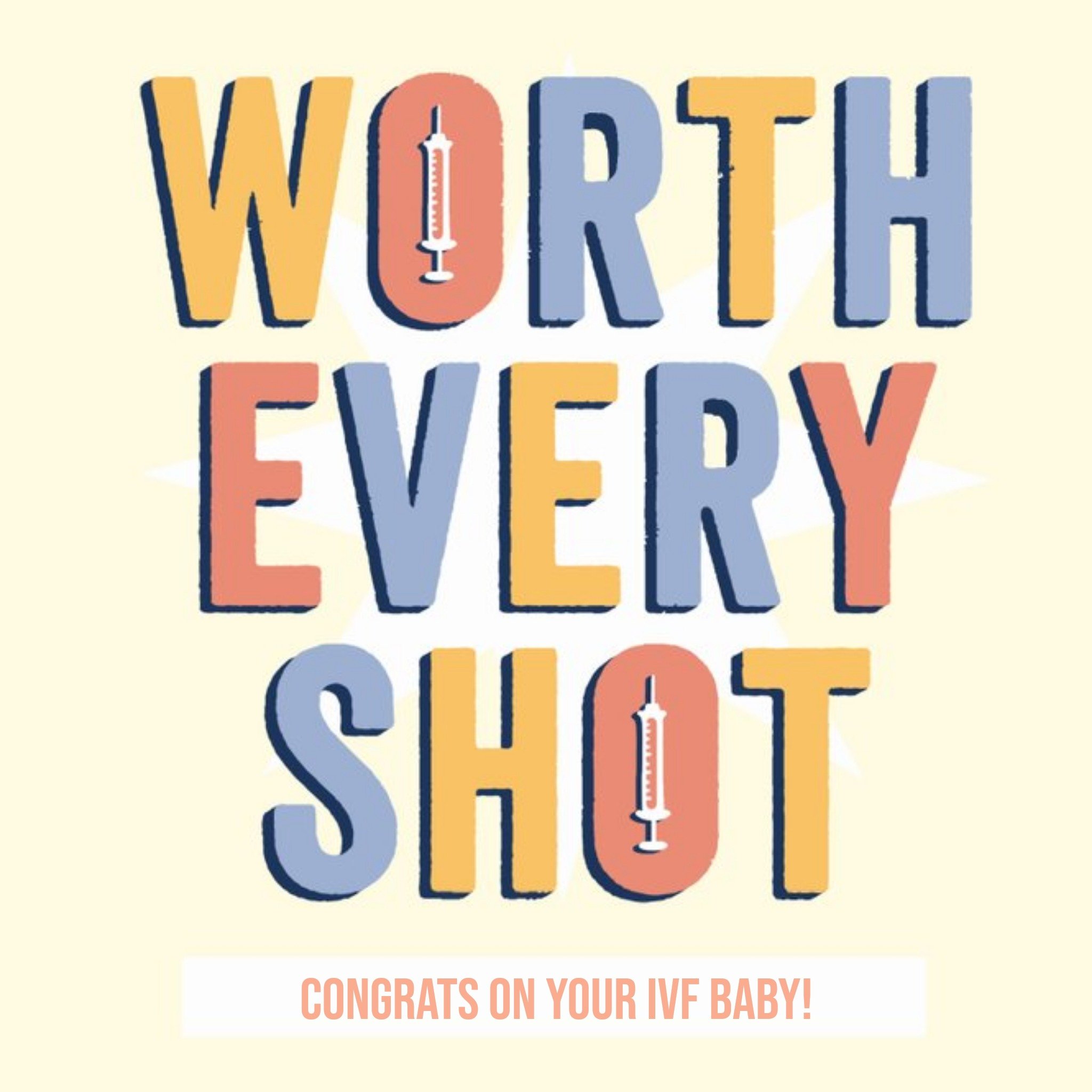 Worth Every Shot Congrats Ivf New Baby Card, Square