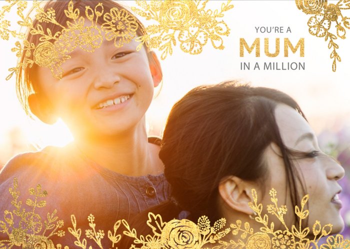 Mother's Day Card Photo Upload Card Gold Lace