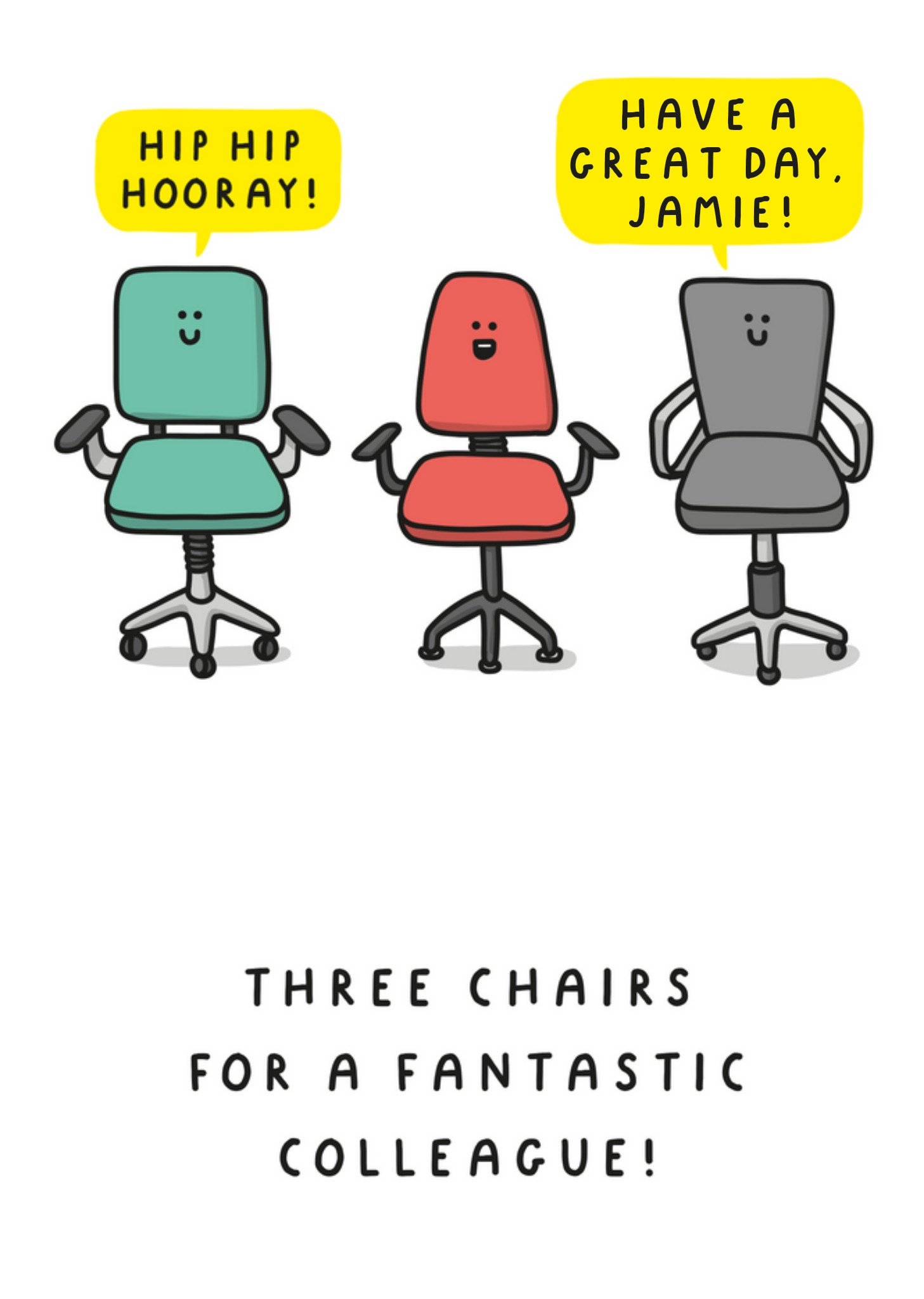 Moonpig Three Chairs For A Fantastic Colleague Funny Pun Birthday Card Ecard