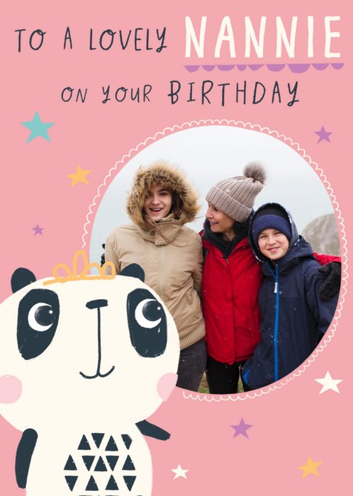 Photo Upload Panda Nannie Birthday Card