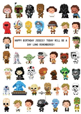 Star Wars Characters 8 Bit Gaming Birthday Card