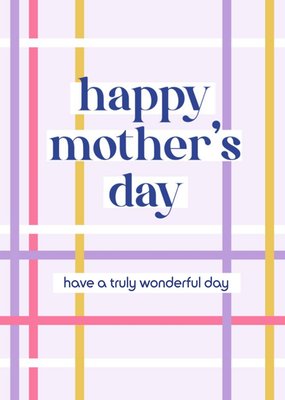 Abstract Horizonal And Vertical Stripes Of Colour On A Purple Background Mother's Day Card