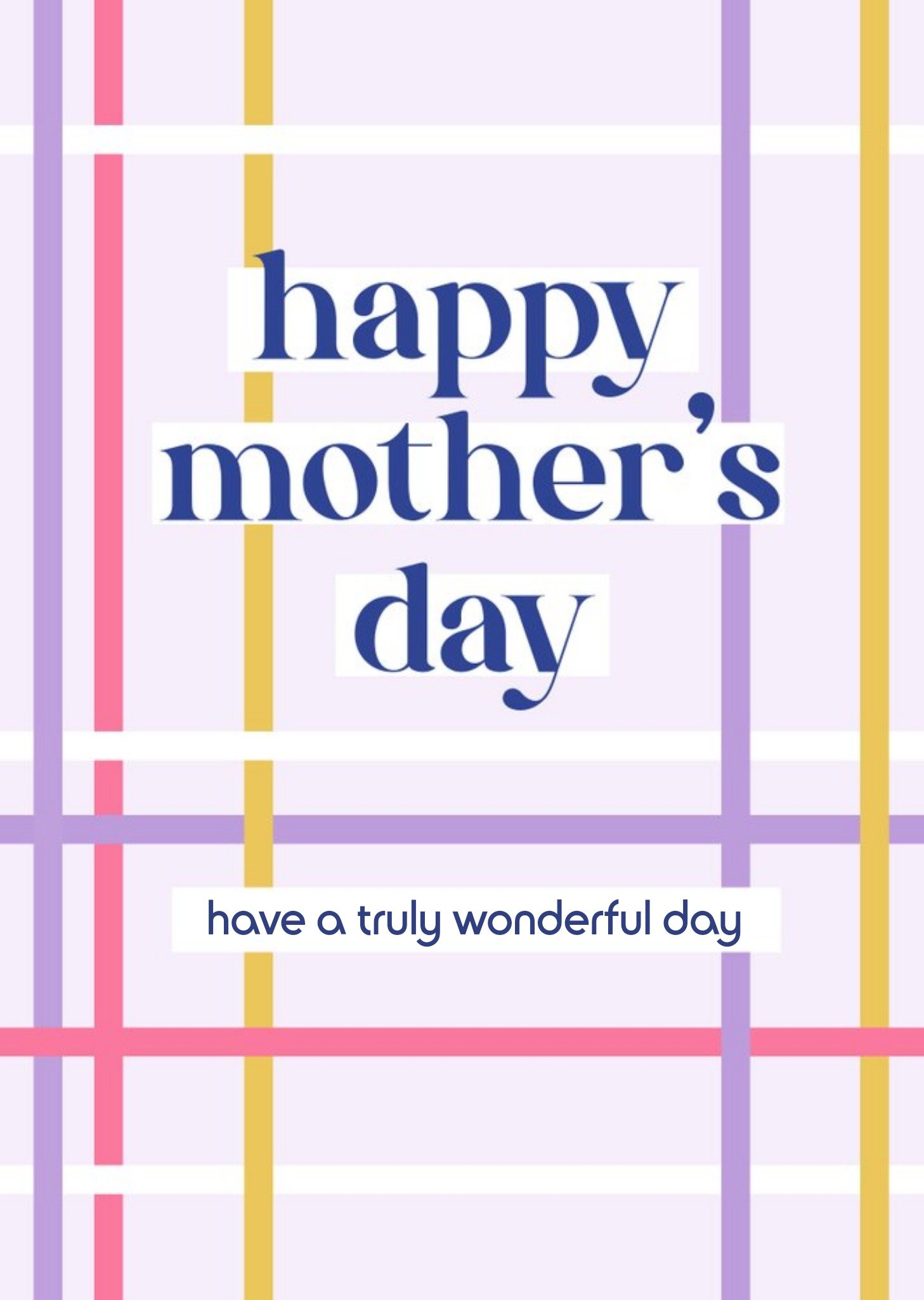 Moonpig Abstract Horizonal And Vertical Stripes Of Colour On A Purple Background Mother's Day Card, 