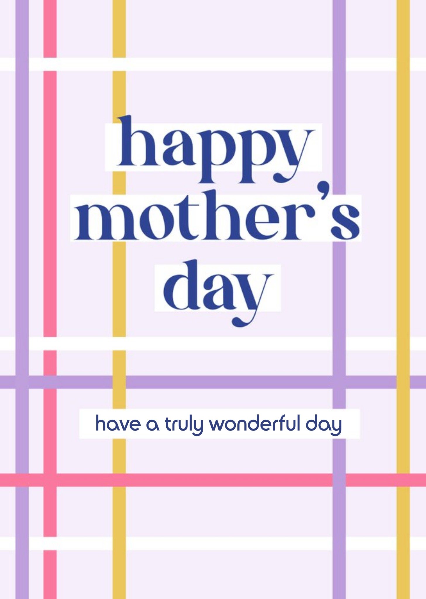 Abstract Horizonal And Vertical Stripes Of Colour On A Purple Background Mother's Day Card