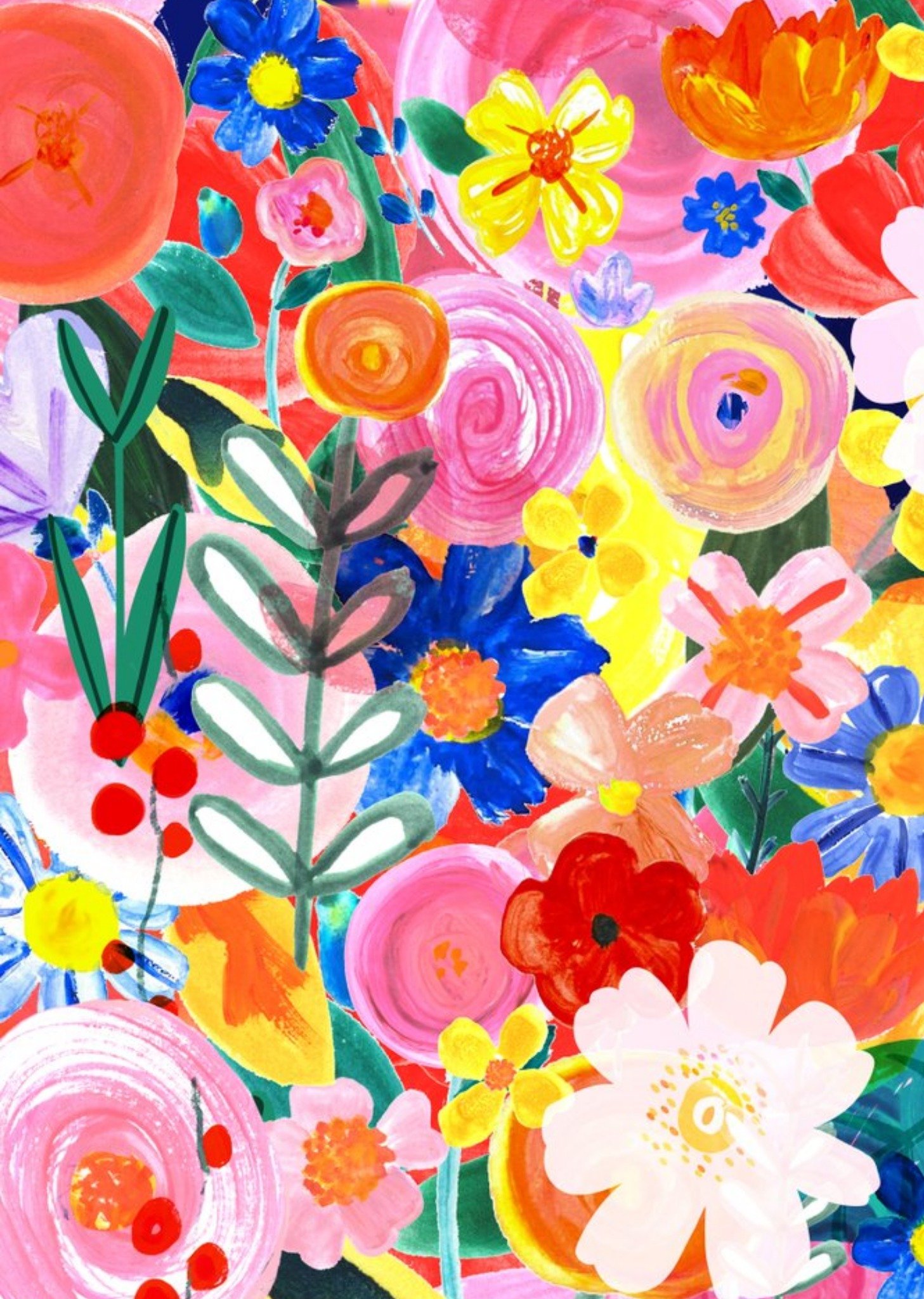 Moonpig Katt Jones Illustration Floral Colourful Just A Note, Large Card