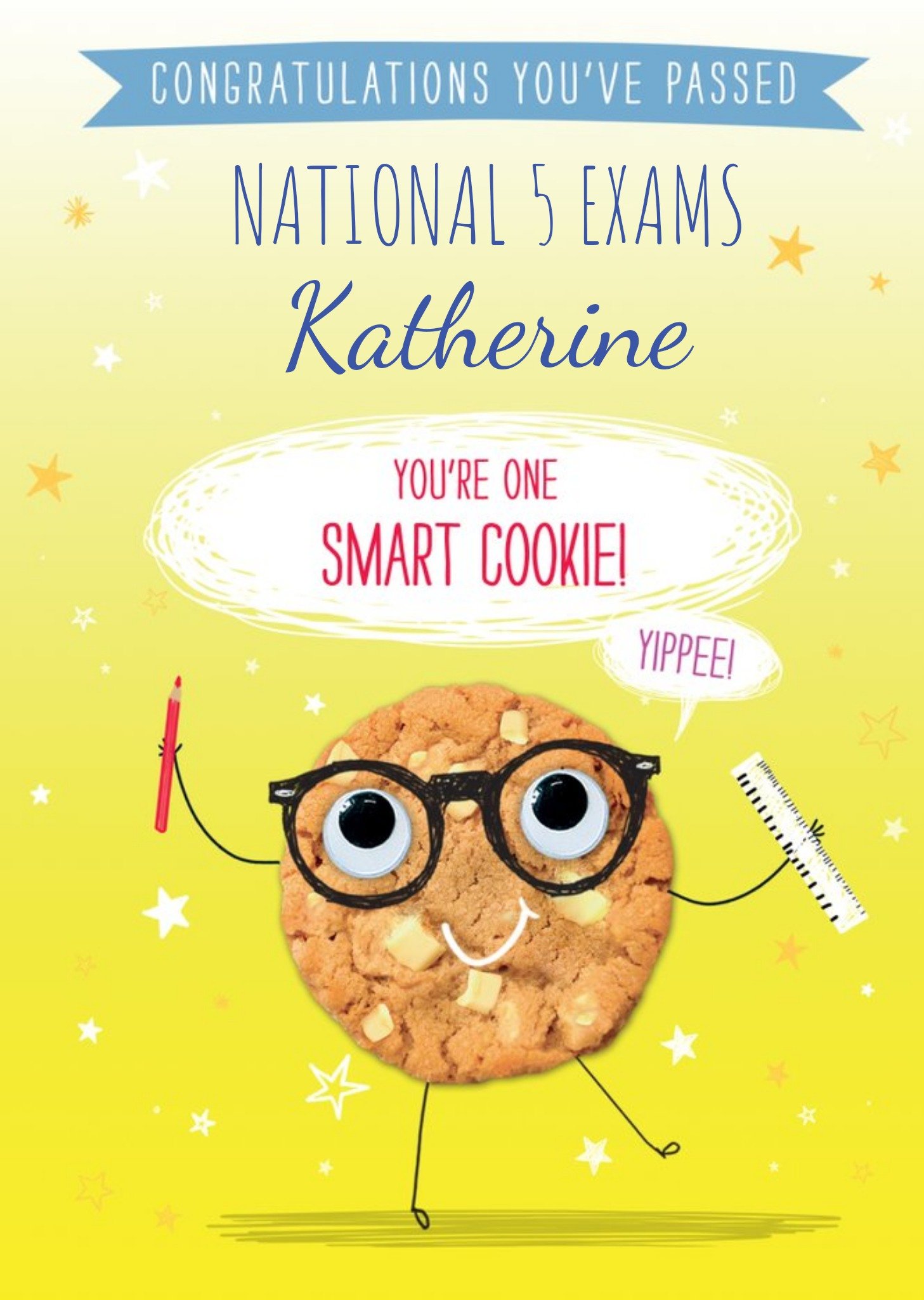 Moonpig Bright Illustration Of A Smart Cookie Congratulations You've Passed National 5 Exams Ecard
