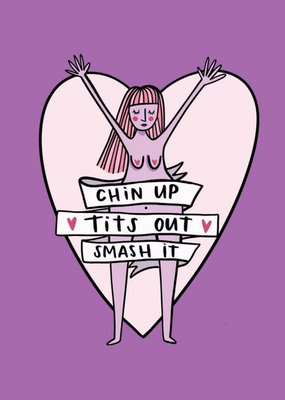 Modern Funny Typographical Chin Up Thinking Of You Card