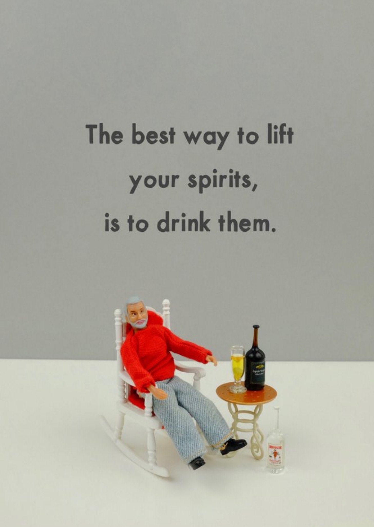 Bold And Bright Funny Photographic Male Figurine Drinking Humour Card