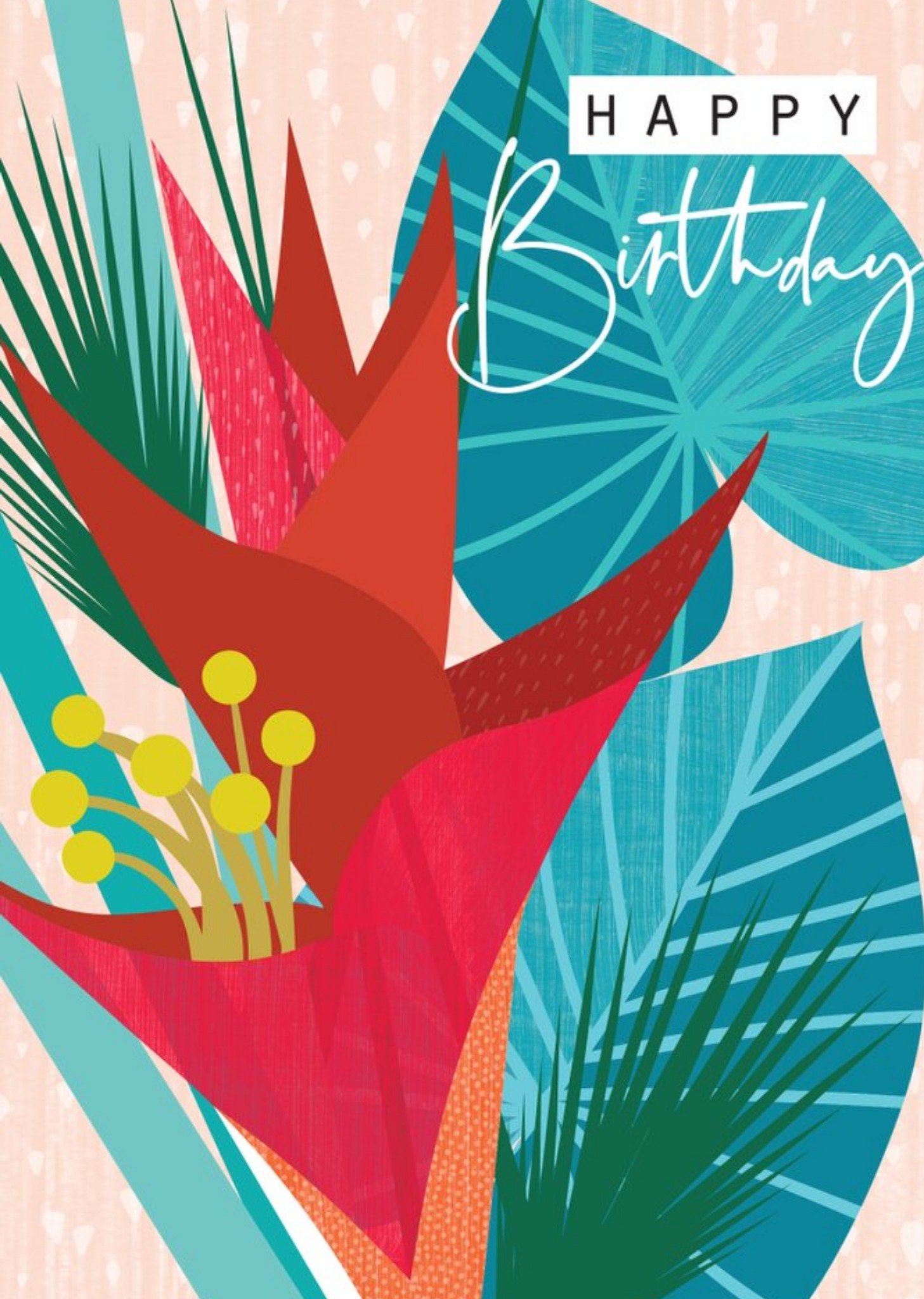 Moonpig Modern Tropical Floral Illustrated Birthday Card Ecard