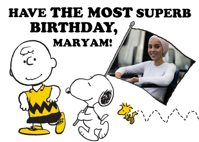 Snoopy, Charlie Brown And Woodstock Most Superb Photo Upload Birthday Card