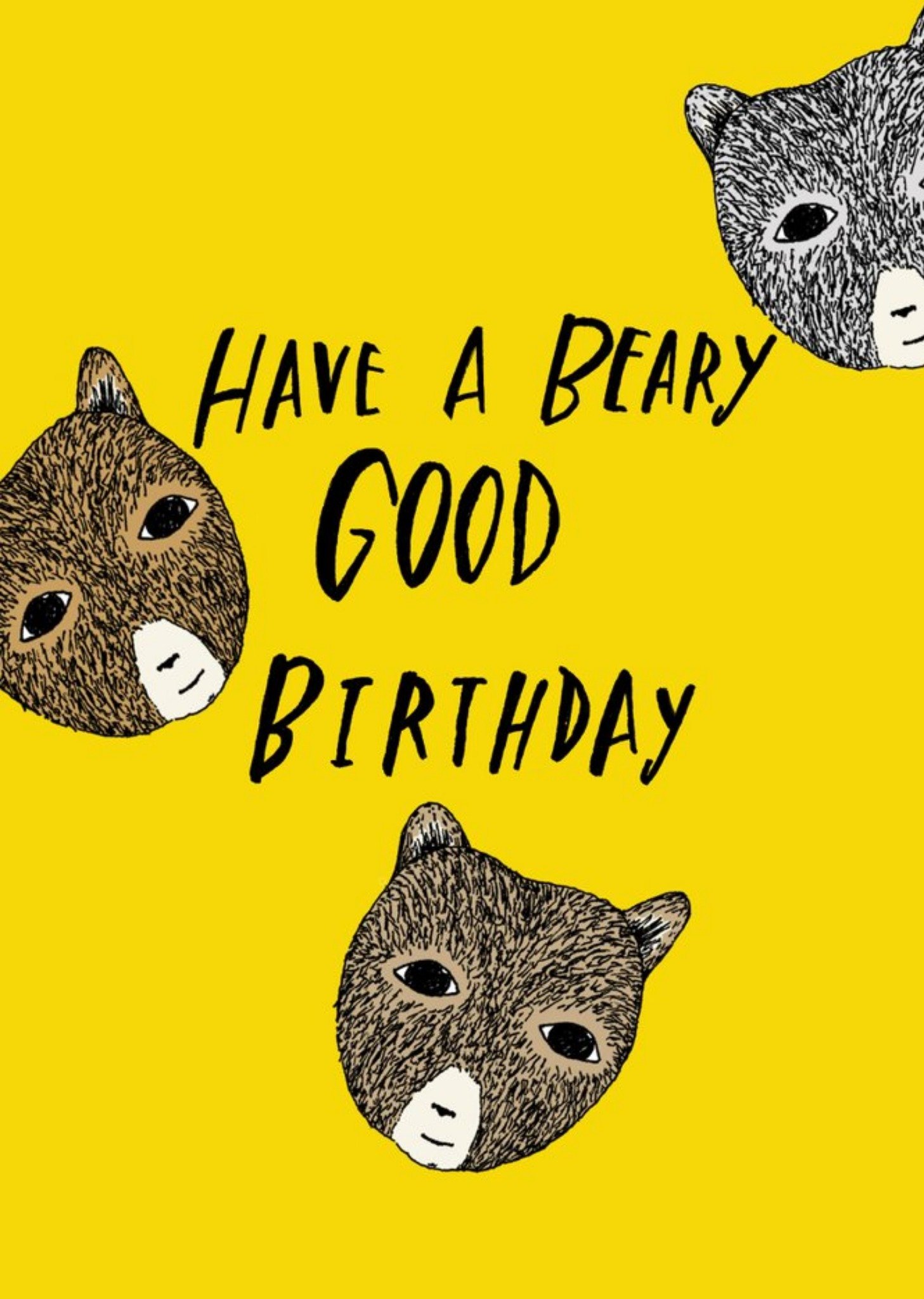 Ilustrated Bears Pun Have A Beary Good Birthday Card Ecard