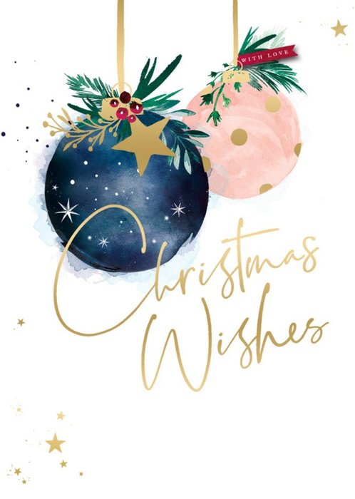 Illustration Of Christmas Baubles Christmas Card
