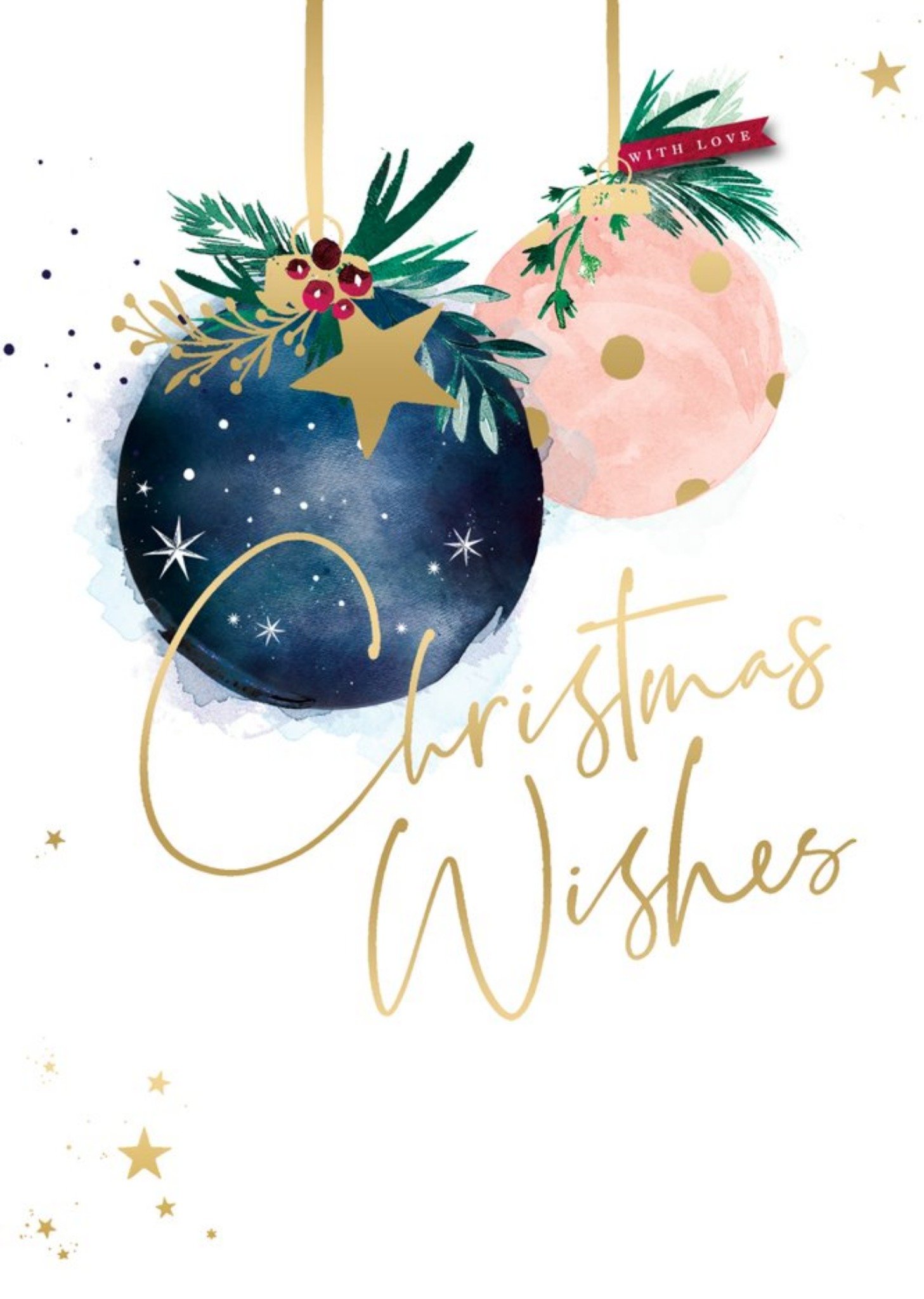 Moonpig Illustration Of Christmas Baubles Christmas Card Ecard