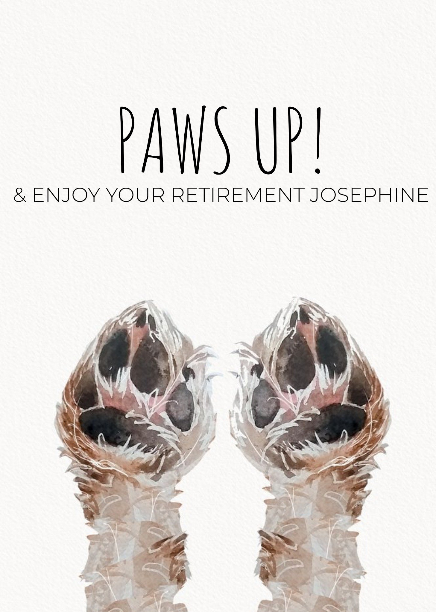 Moonpig Jo Scott Art Retirement Dog Watercolour Cute Paws Up Card, Large