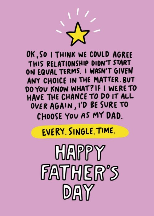 Angela Chick Choose You Sentimental Father's Day Card