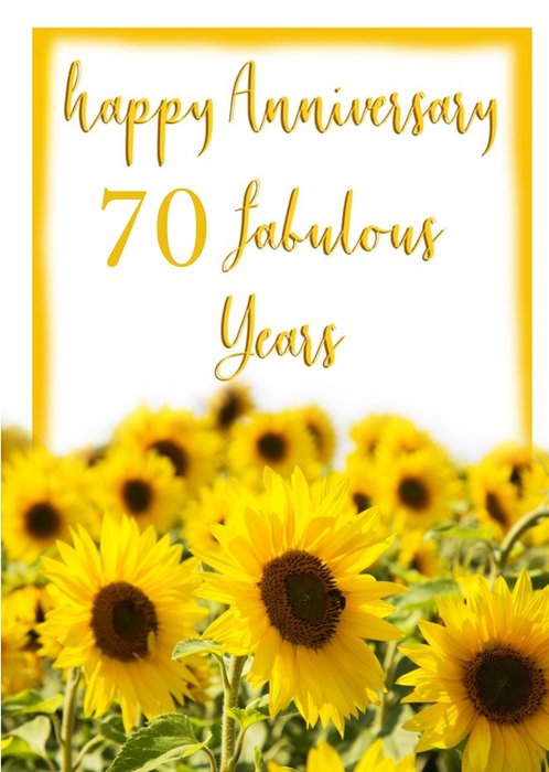 Photographic Field Of Sunflowers Personalise Year Anniversary Card