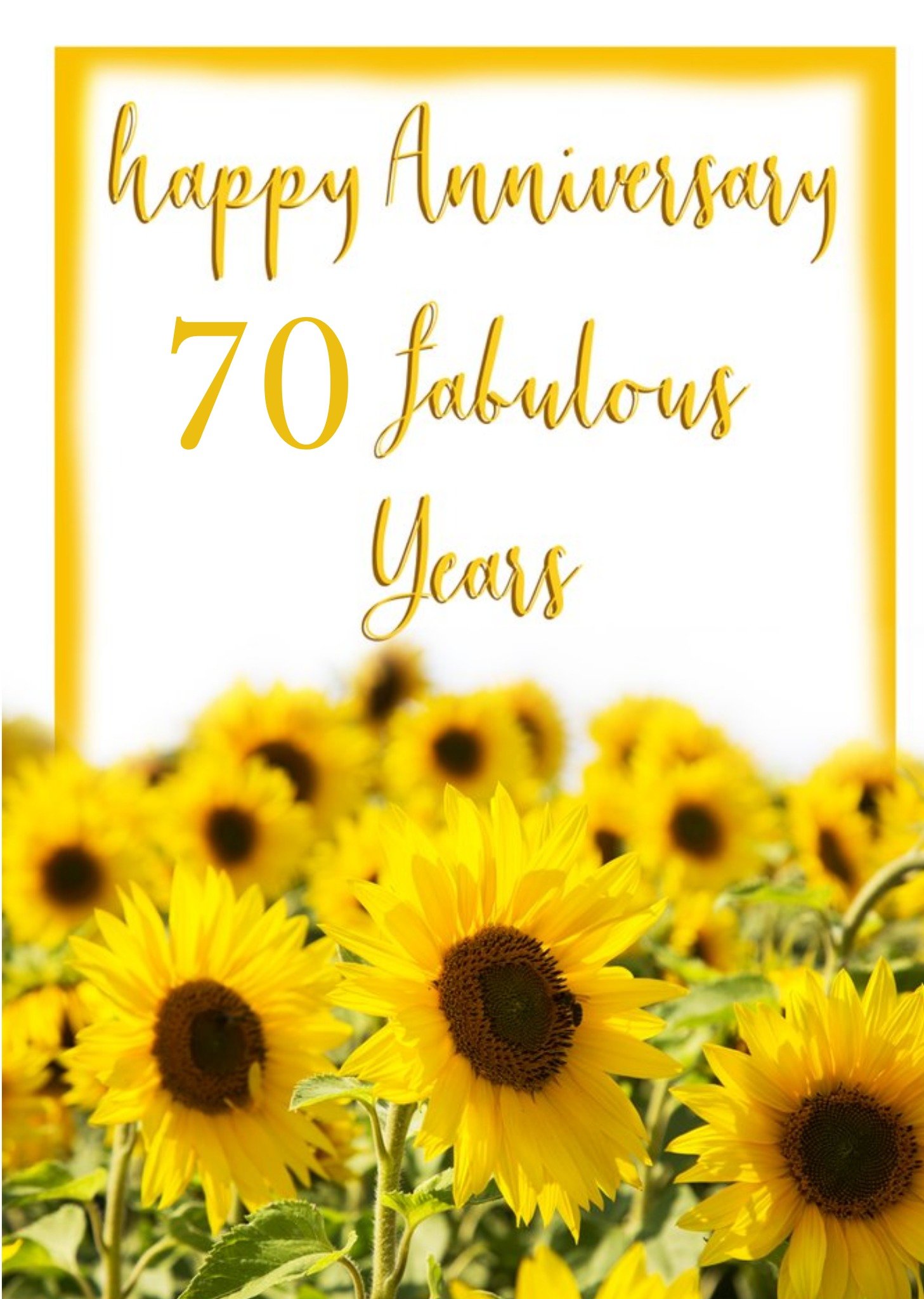 Photographic Field Of Sunflowers Personalise Year Anniversary Card Ecard