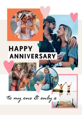 Photo Collage With Geometric Shapes Anniversary Photo Upload Card