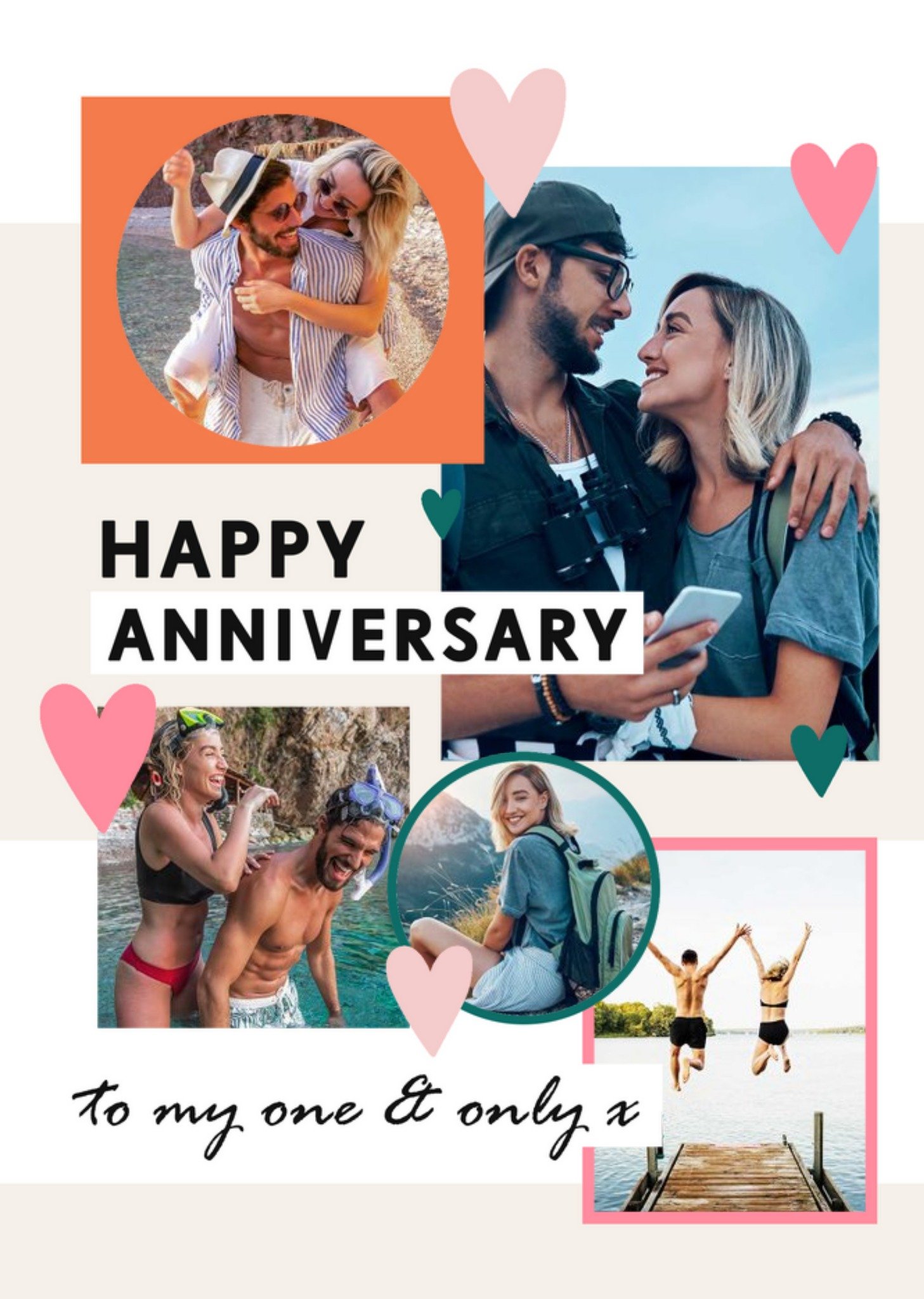 Moonpig Photo Collage With Geometric Shapes Anniversary Photo Upload Card Ecard
