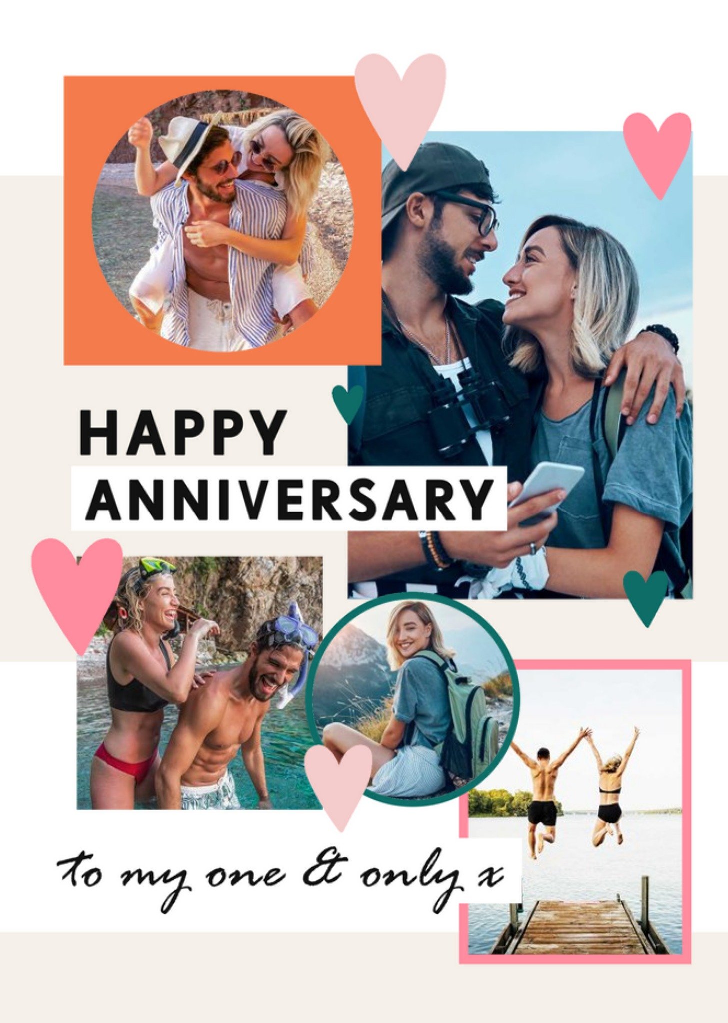 Photo Collage With Geometric Shapes Anniversary Photo Upload Card Ecard