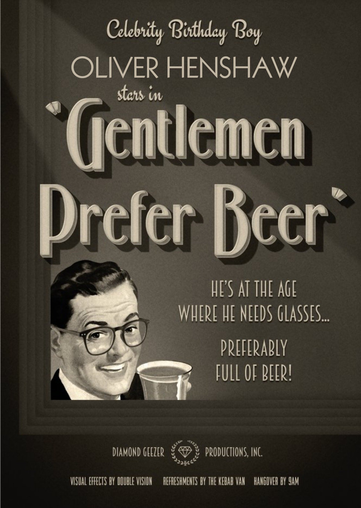 Film Noir Gentlemen Prefer Beer Birthday Card Ecard