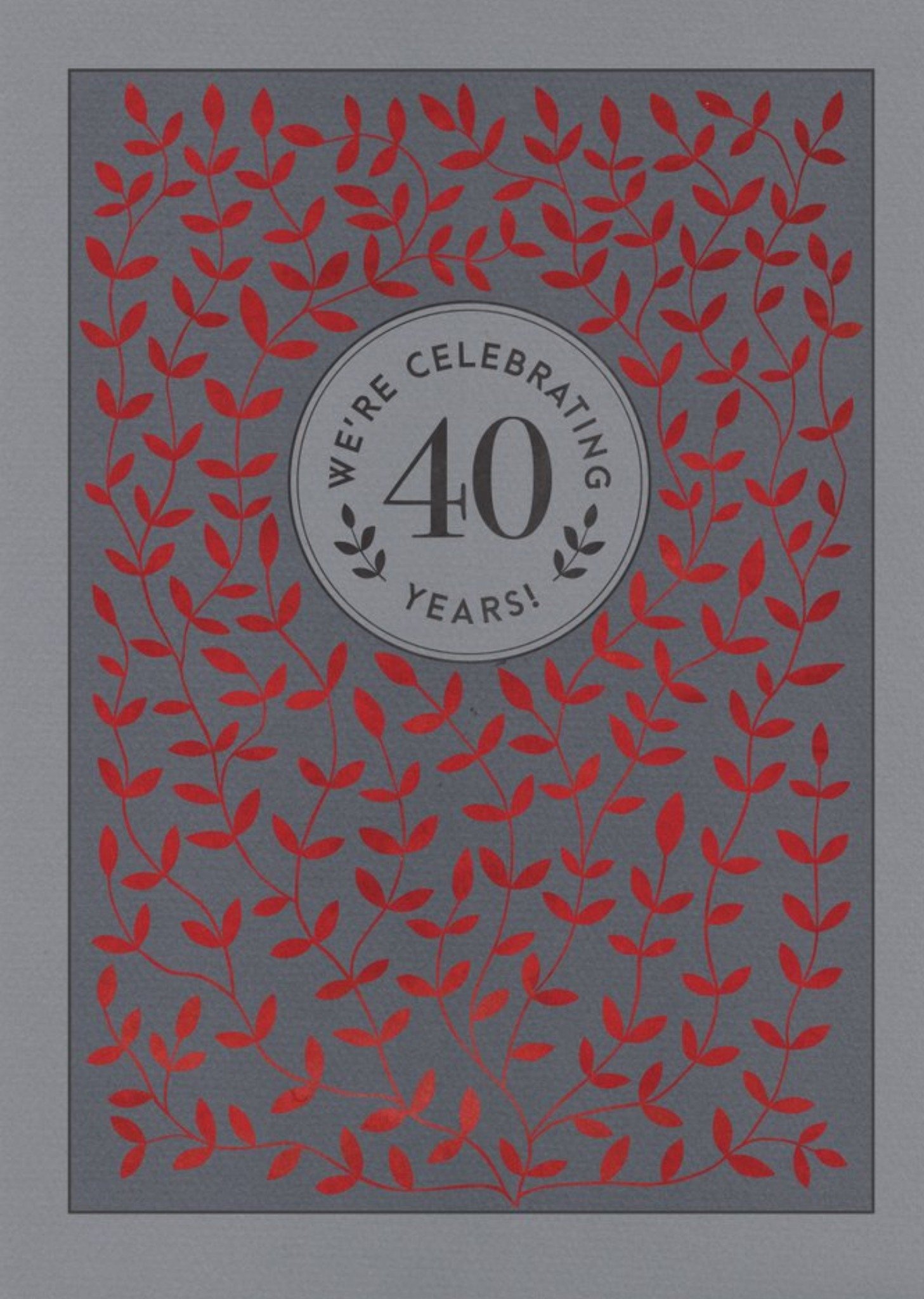 Grey And Red Flowers 40th Anniversary Party Invitation Ecard