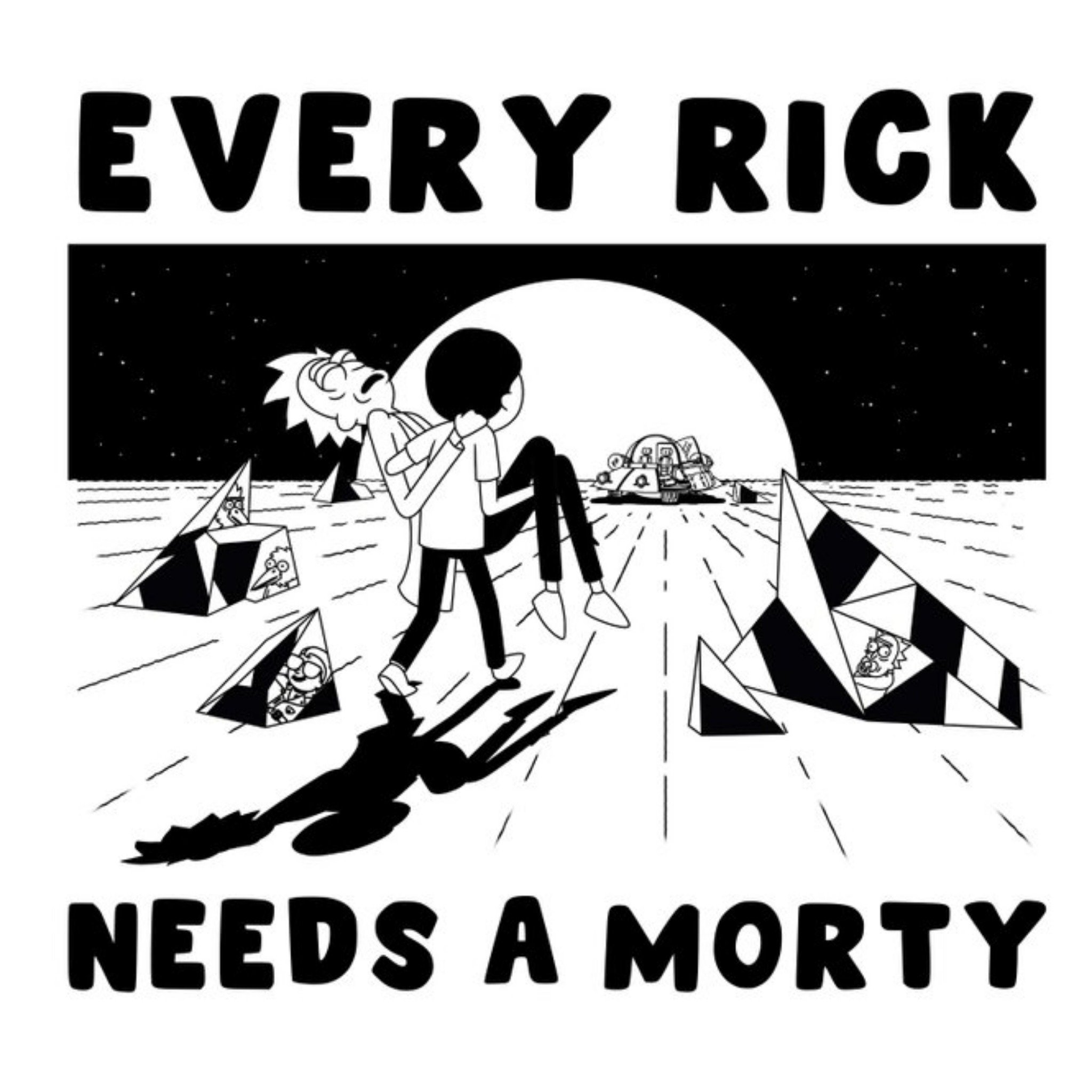 Moonpig Rick And Morty Funny Black And White Cartoon Birthday Card From Adult Swim, Square