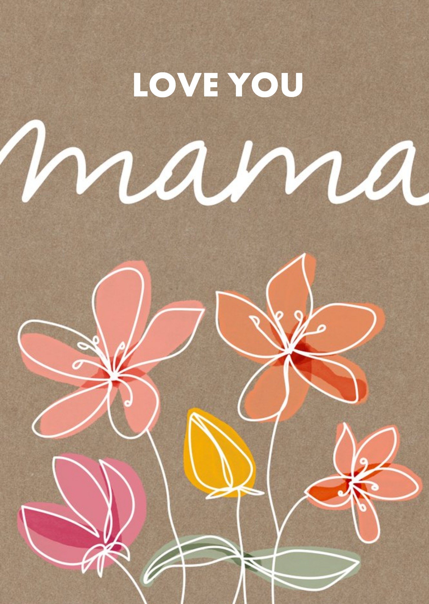Moonpig Abstract Flowers Lilies Love You Mama Card, Large