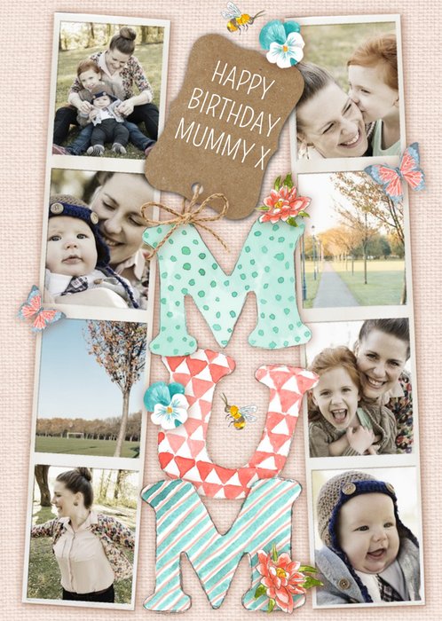 Photo Strips Personalised Photo Upload Birthday Card For Mum