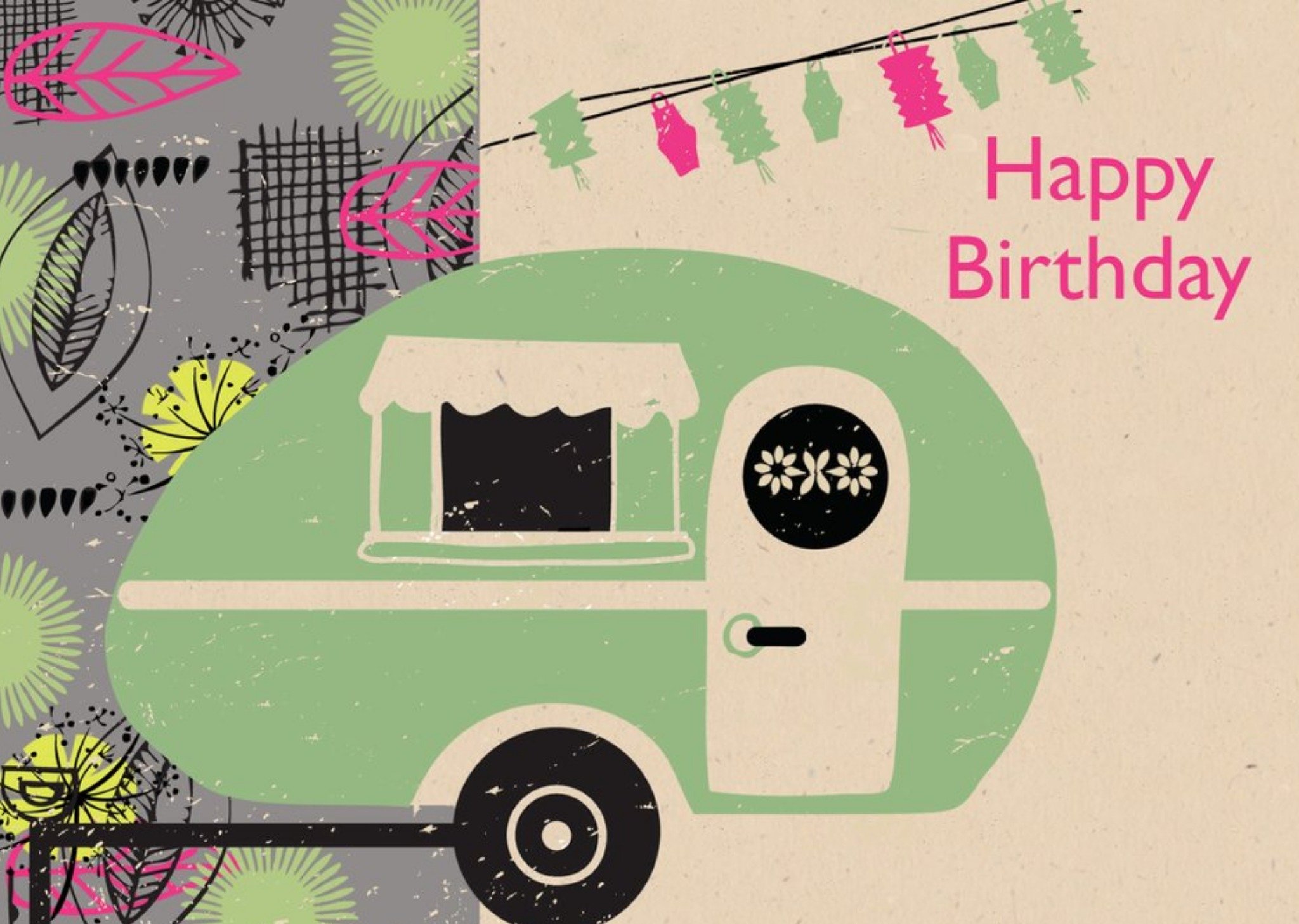 Moonpig Retro Caravan Birthday Card, Large
