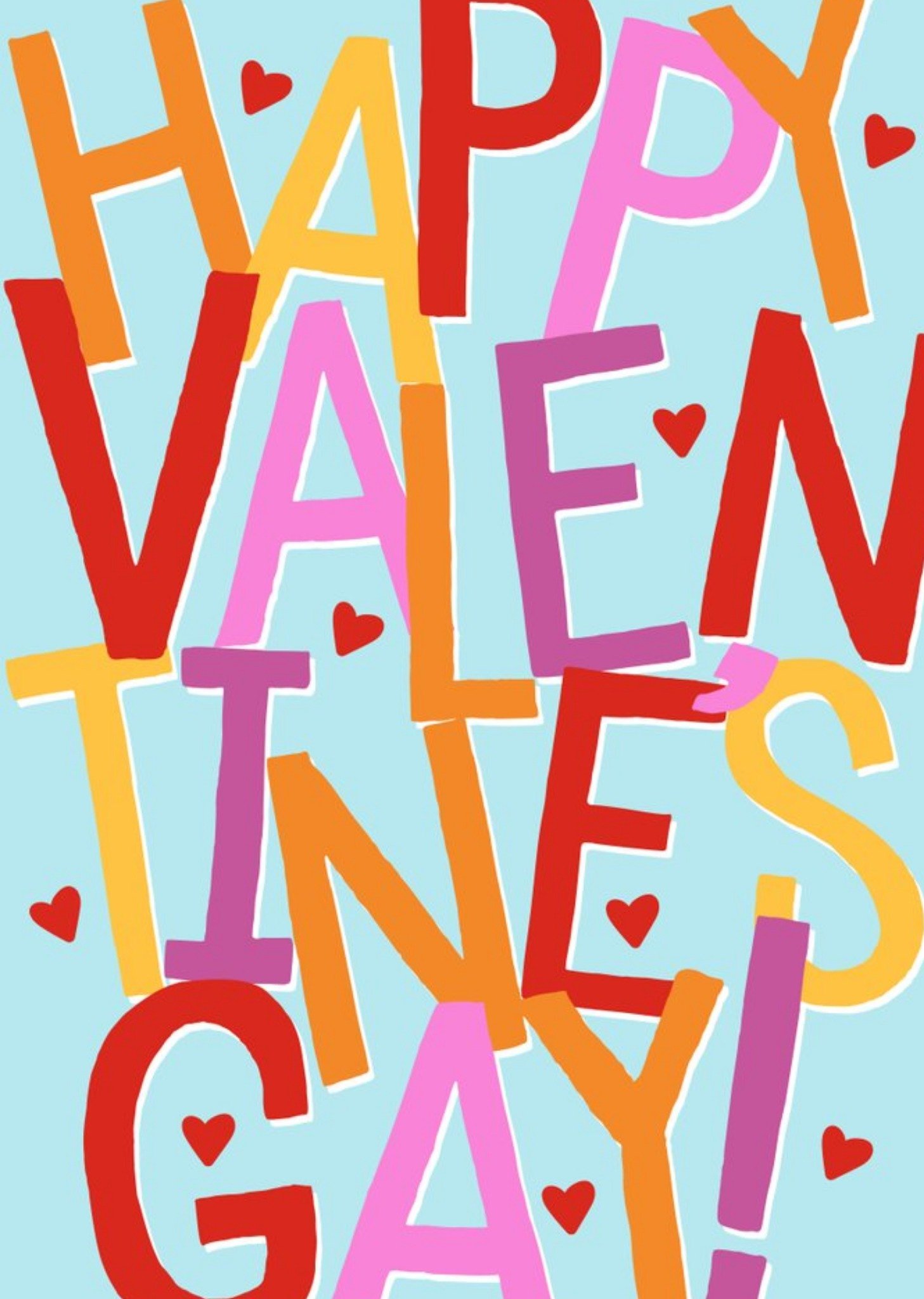 Large Colourful Typography On A Blue Background Valentine's Gay Card Ecard