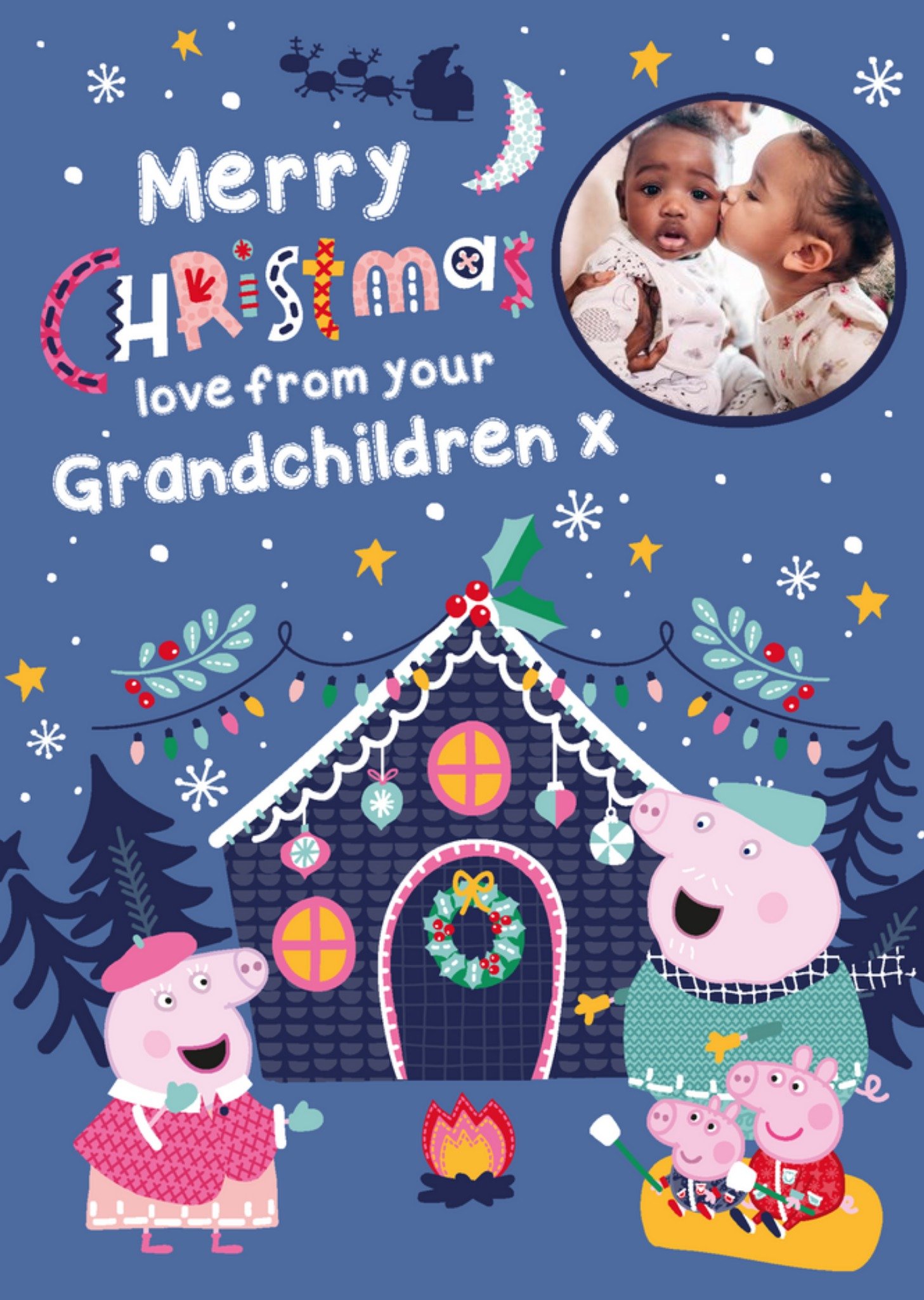 Peppa Pig Love From Your Grandchildren Photo Upload Christmas Card Ecard